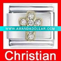Wholesale Italian charms cross rhinestone,custom charms