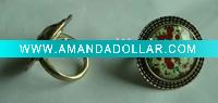 Wholesale Antique brass alloy with print flower rings jewellery