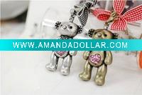 Wholesale Fashion alloy crystal bear pendant necklace