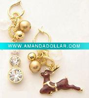 2 HEART SIMULATED-DIAMOND GOLD EARRING