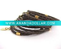 Multi-strand Leather Bangle Bracelet