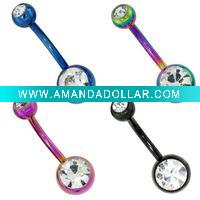 Wholesale Double Jeweled Titanium Navel Belly Button Rings