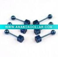 titanium body tongue ring with dice body piercing barbell jewelry