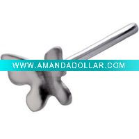 Wholesale 925 Silver 3D Butterfly Nose Ring Fishtail Stud 20G,nose jewelry,nose ring