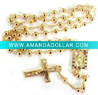 Wholesale gold plating rosary, jesus cross rosary