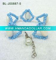 Wholesale fresh sky-blue heart-shaped beads & ceramic bracelet