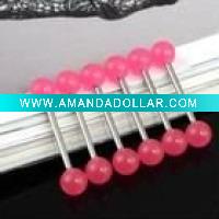 Wholesale pink barbell stainless tongue rings