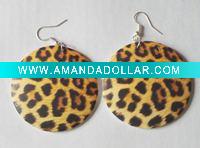 Leopard Wood Earring