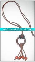 wood suede cord necklace
