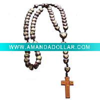 wood religious rosary