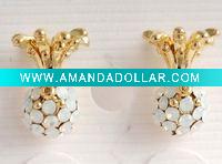 Wholesale Light blue color diamond earrings pineapple globular lovely schoolgirl earrings