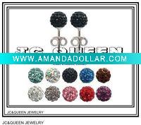 Wholesale 2011 fashion cz crystal alloy ball stud earring 6mm