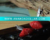 Tibetan style lacquer carving national earrings