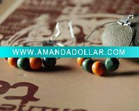 Wholesale Tibetan style color wood ball national earrings