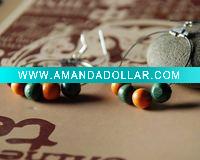 Wholesale Tibetan style color wood ball national earrings