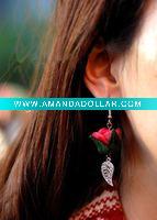 Wholesale Fabric rose national earrings
