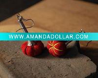Wholesale Fabric pumpkin national earrings