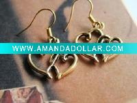 Wholesale Hot selling vintage concise chic double heart earring