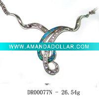 Wholesale Fashion blue opal necklace silver jewelryDR00077N