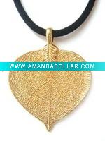 Wholesale fashion natural leaf pendant & necklace