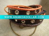 Wholesale leather bracelet|Tibet silver bracelet