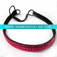 Wholesale 3rows elastic rhinestone headband