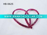 Wholesale loving heart crystal hair clip