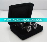 Wholesale Elegant black color velvet cufflink box