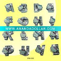 Wholesale 8mm Rhinestone Slip Letter Charm