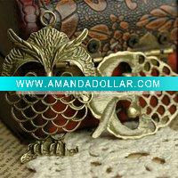 Wholesale Tibetan antique Brass Owl charms beads TS13019-4