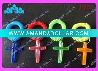 Cross-shaped Spiral Coil Wrist Keychain