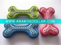 rubber pet toys-double colours bone