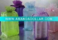 Wholesale square bottom organza jewerly drawstring bag