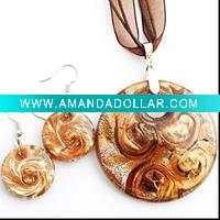 Wholesale Lampwork Glass Necklace and Earrings Set