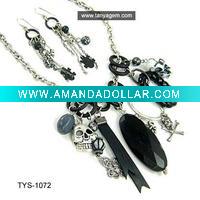 Wholesale Handmade Beaded Necklace and Earrings / Jewelry Set / Beaded Jewelry / Skull Jewelry / Handmade Jewelry with Skull Pendant