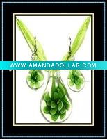 Wholesale hottest murano necklace and earrings set