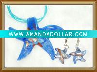 Wholesale murano glass nacklace and earrings jewelry set