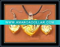 Wholesale hottest murano necklace and earrings set