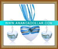Wholesale heart murano glass jewelry set