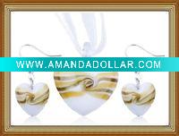 Wholesale heart murano glass jewelry set