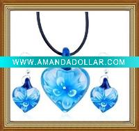 Wholesale heart murano glass jewelry set