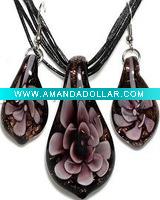 Wholesale glass pendant and earrings jewelry set