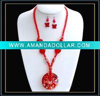 Wholesale fashion murano glass necklace and earring set