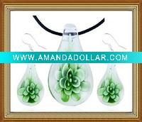 Wholesale drop glass jewelry set