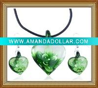 Wholesale heart murano glass jewelry set