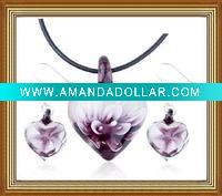 Wholesale heart murano glass jewelry set
