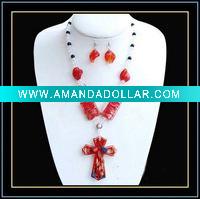 Wholesale fashion murano glass necklace and earring set