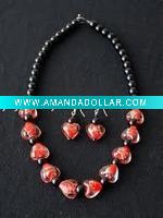 murano glass necklace and earrring set