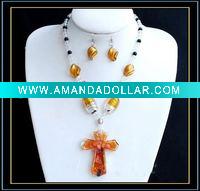 Wholesale fashion murano glass necklace and earring set