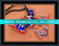 Wholesale new murano glass necklace and earrings set